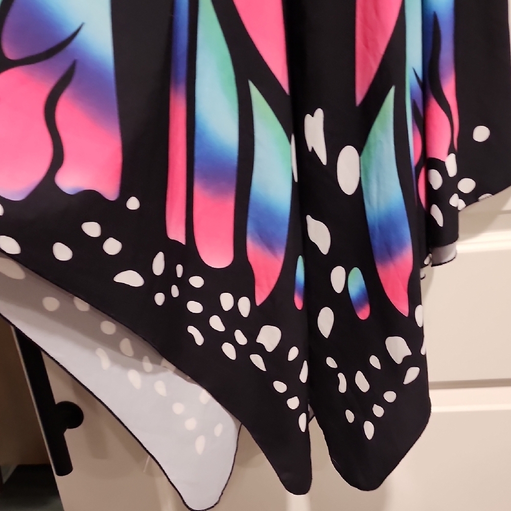 Asymmetrical Black and Multicolor Butterfly Dress - Picture 5 of 11